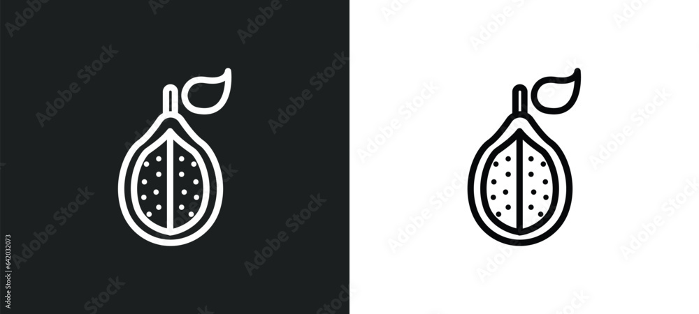 Poster guava icon isolated in white and black colors. guava outline vector icon from fruits and vegetables 