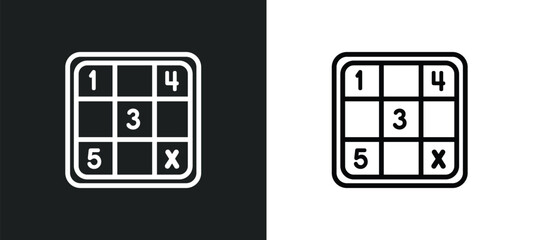 sudoku icon isolated in white and black colors. sudoku outline vector icon from free time collection for web, mobile apps and ui.