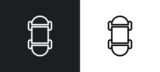 skateboarding icon isolated in white and black colors. skateboarding outline vector icon from free time collection for web, mobile apps and ui.