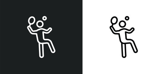 badminton icon isolated in white and black colors. badminton outline vector icon from free time collection for web, mobile apps and ui.