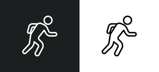 Naklejka premium running man icon isolated in white and black colors. running man outline vector icon from hobbies collection for web, mobile apps and ui.