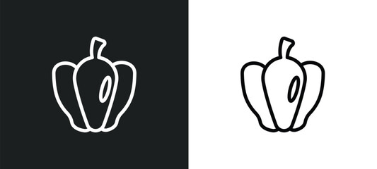 paprika icon isolated in white and black colors. paprika outline vector icon from fruits and vegetables collection for web, mobile apps and ui.
