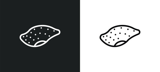 sweet potato icon isolated in white and black colors. sweet potato outline vector icon from fruits and vegetables collection for web, mobile apps and ui.