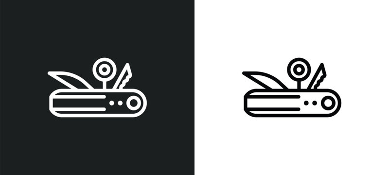 multitool icon isolated in white and black colors. multitool outline vector icon from free time collection for web, mobile apps and ui.