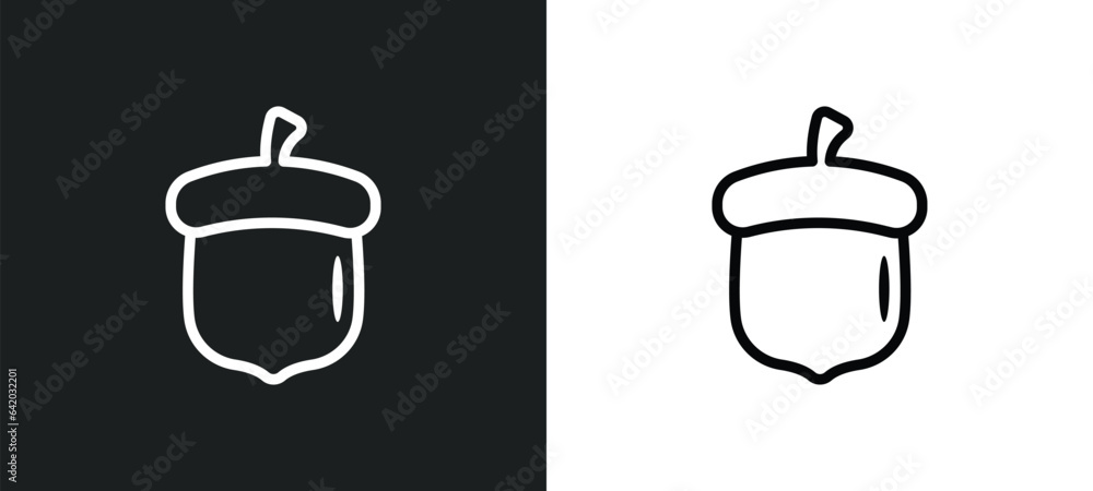 Poster acorn icon isolated in white and black colors. acorn outline vector icon from fruits collection for 