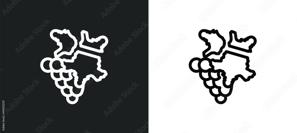 Aufkleber grape icon isolated in white and black colors. grape outline vector icon from fruits collection for 