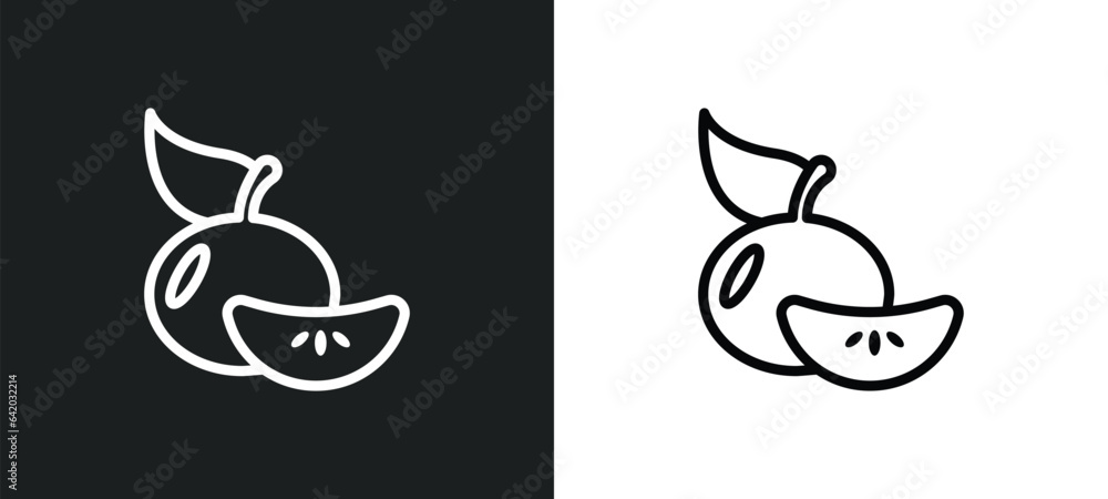 Poster tangerine icon isolated in white and black colors. tangerine outline vector icon from fruits collect