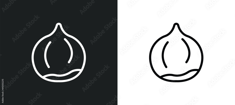 Poster chestnut icon isolated in white and black colors. chestnut outline vector icon from fruits collectio
