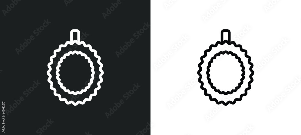 Poster durian icon isolated in white and black colors. durian outline vector icon from fruits collection fo