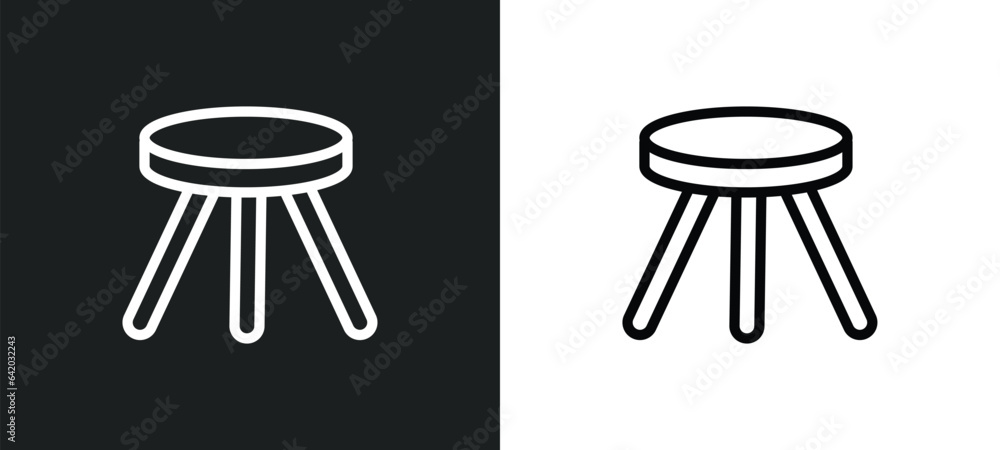 Poster stool icon isolated in white and black colors. stool outline vector icon from furniture collection f