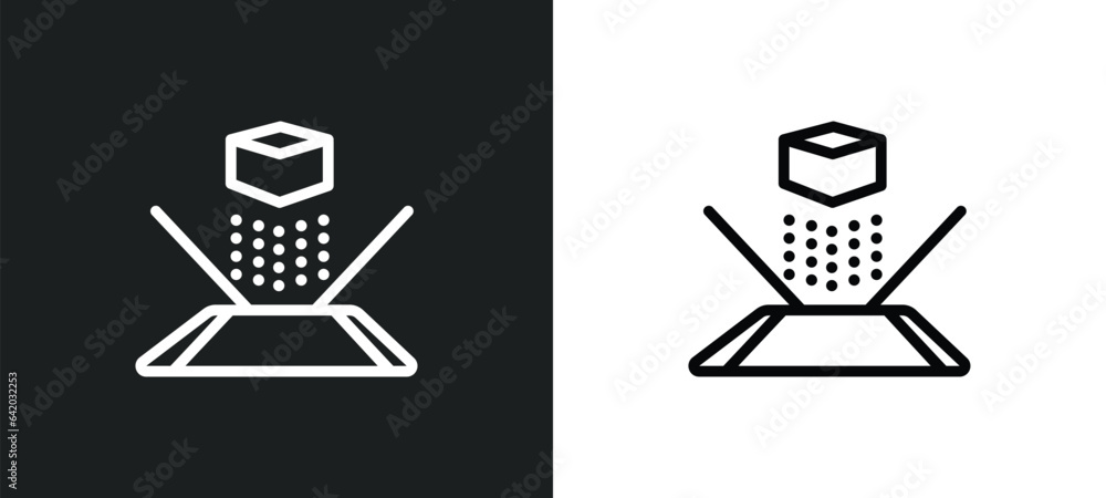 Poster hologram icon isolated in white and black colors. hologram outline vector icon from future technolog