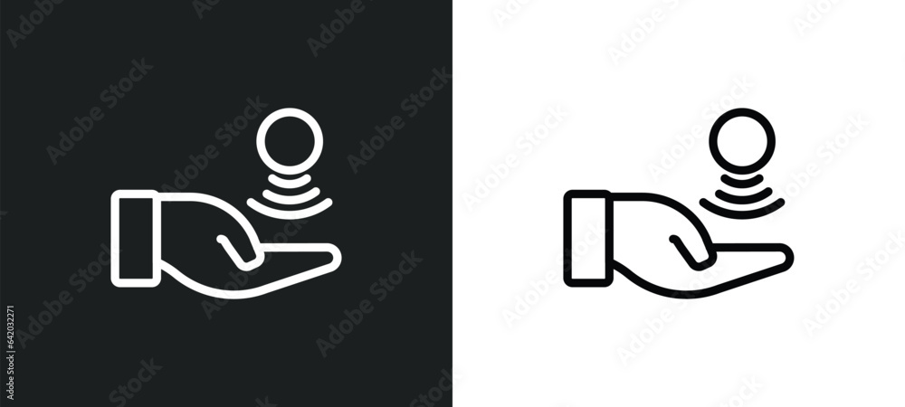 Poster telekinesis icon isolated in white and black colors. telekinesis outline vector icon from future tec