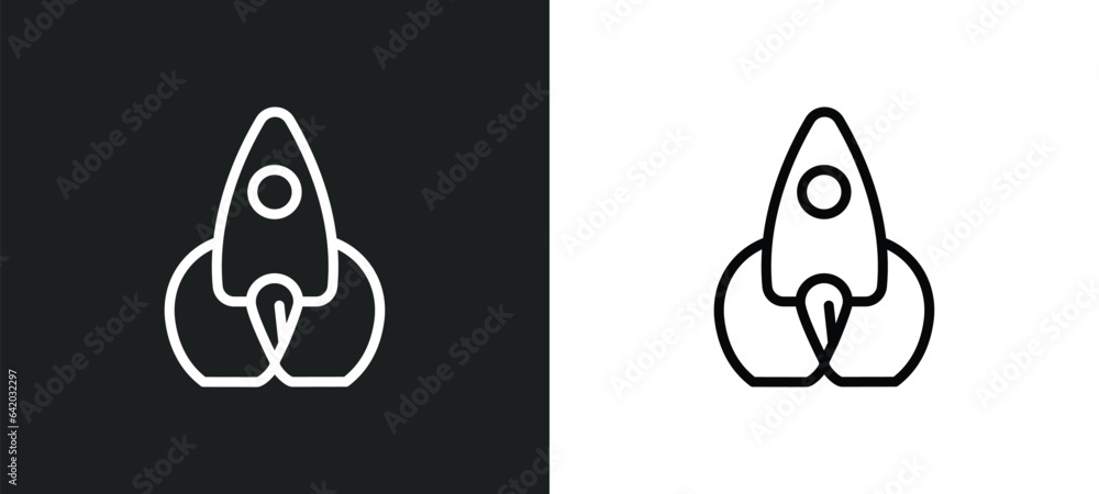 Poster startup icon isolated in white and black colors. startup outline vector icon from future technology 