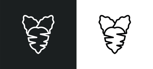 radish icon isolated in white and black colors. radish outline vector icon from fruits collection for web, mobile apps and ui. - obrazy, fototapety, plakaty
