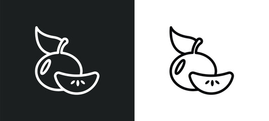tangerine icon isolated in white and black colors. tangerine outline vector icon from fruits collection for web, mobile apps and ui.