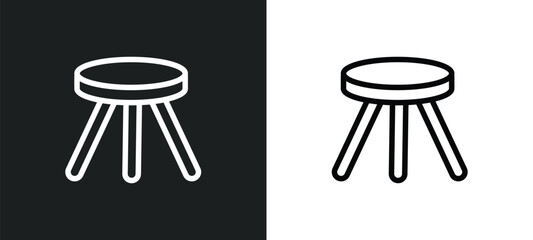 stool icon isolated in white and black colors. stool outline vector icon from furniture collection for web, mobile apps and ui.