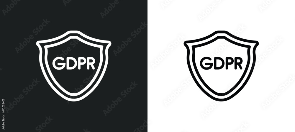 Poster gdpr icon isolated in white and black colors. gdpr outline vector icon from gdpr collection for web,