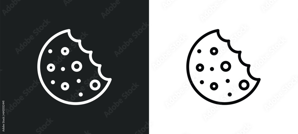 Poster cookie icon isolated in white and black colors. cookie outline vector icon from gdpr collection for 