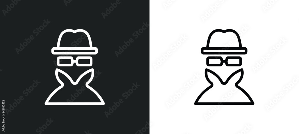 Poster detective icon isolated in white and black colors. detective outline vector icon from gdpr collectio