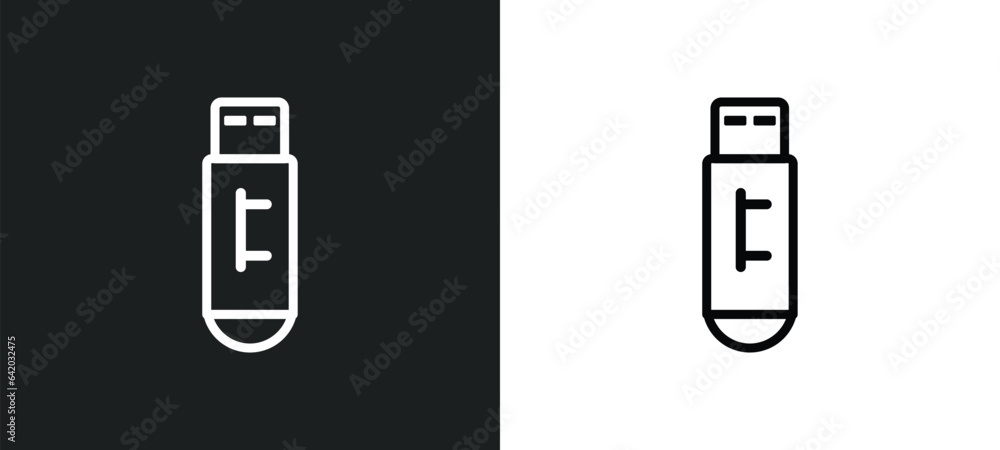 Poster pendrive icon isolated in white and black colors. pendrive outline vector icon from gdpr collection 
