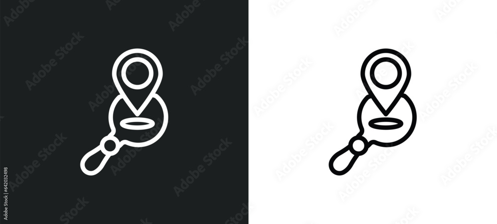 Poster map search icon isolated in white and black colors. map search outline vector icon from general coll