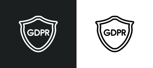 gdpr icon isolated in white and black colors. gdpr outline vector icon from gdpr collection for web, mobile apps and ui.