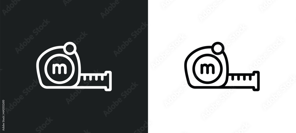 Poster tape measure icon isolated in white and black colors. tape measure outline vector icon from general 