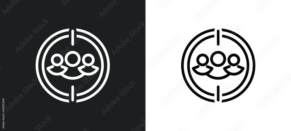 Aufkleber team target icon isolated in white and black colors. team target outline vector icon from general co