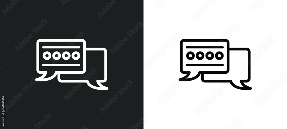 Poster text chat icon isolated in white and black colors. text chat outline vector icon from general collec