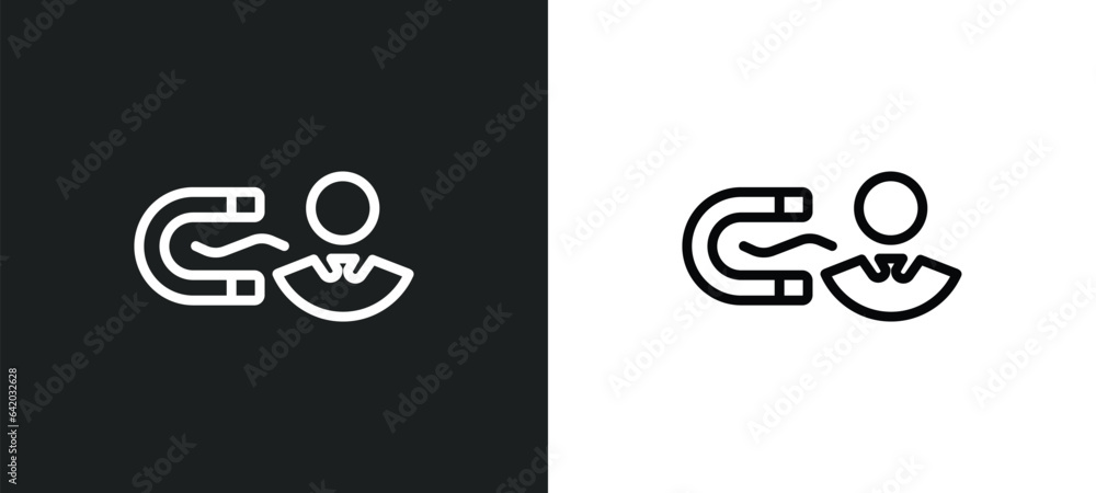 Poster user attraction icon isolated in white and black colors. user attraction outline vector icon from ge