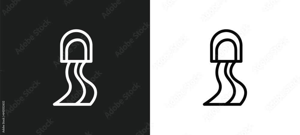 Poster road tunnel icon isolated in white and black colors. road tunnel outline vector icon from general co
