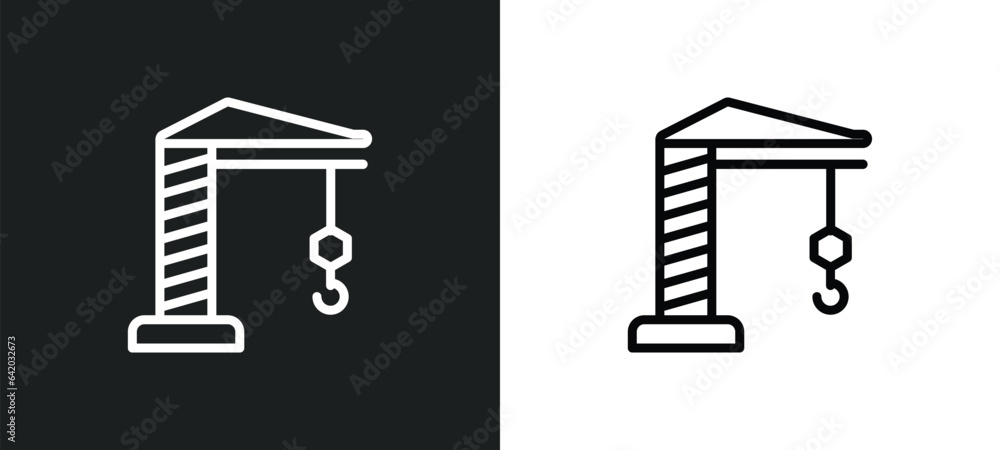 Poster building crane icon isolated in white and black colors. building crane outline vector icon from gene