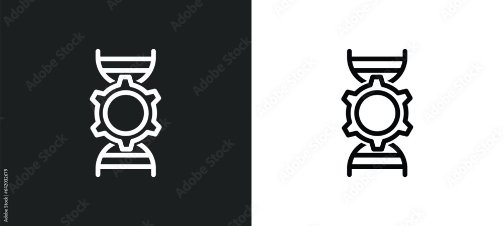 Poster bioengineering icon isolated in white and black colors. bioengineering outline vector icon from gene