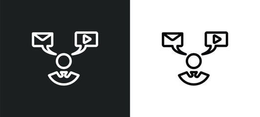 social media specialist icon isolated in white and black colors. social media specialist outline vector icon from general collection for web, mobile apps and ui.