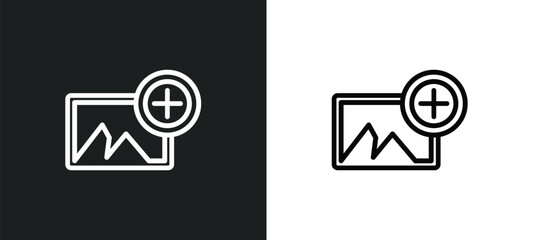 add photos icon isolated in white and black colors. add photos outline vector icon from general collection for web, mobile apps and ui.