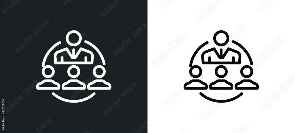Poster hr solutions icon isolated in white and black colors. hr solutions outline vector icon from general 