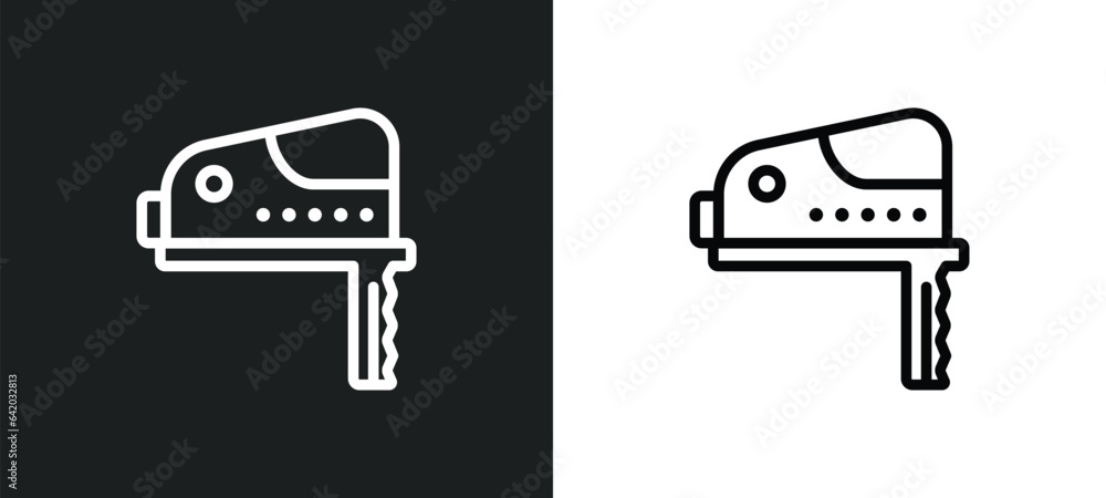 Poster fretsaw icon isolated in white and black colors. fretsaw outline vector icon from general collection