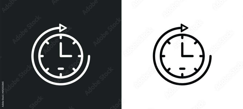 Poster rewind time icon isolated in white and black colors. rewind time outline vector icon from general co