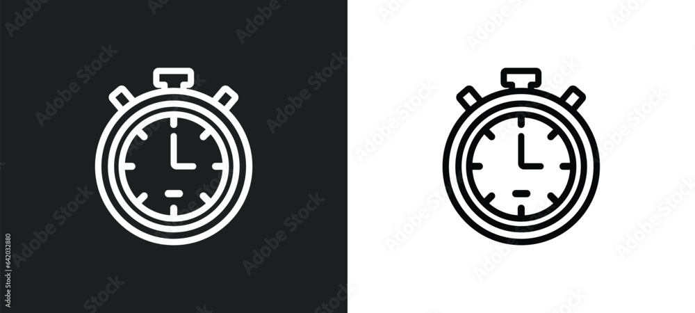 Poster analog stopwatch icon isolated in white and black colors. analog stopwatch outline vector icon from 
