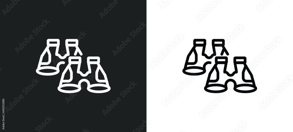 Poster pair of binoculars icon isolated in white and black colors. pair of binoculars outline vector icon f
