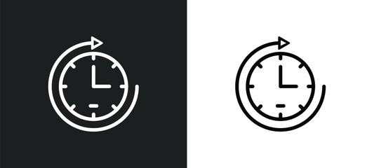 rewind time icon isolated in white and black colors. rewind time outline vector icon from general collection for web, mobile apps and ui.