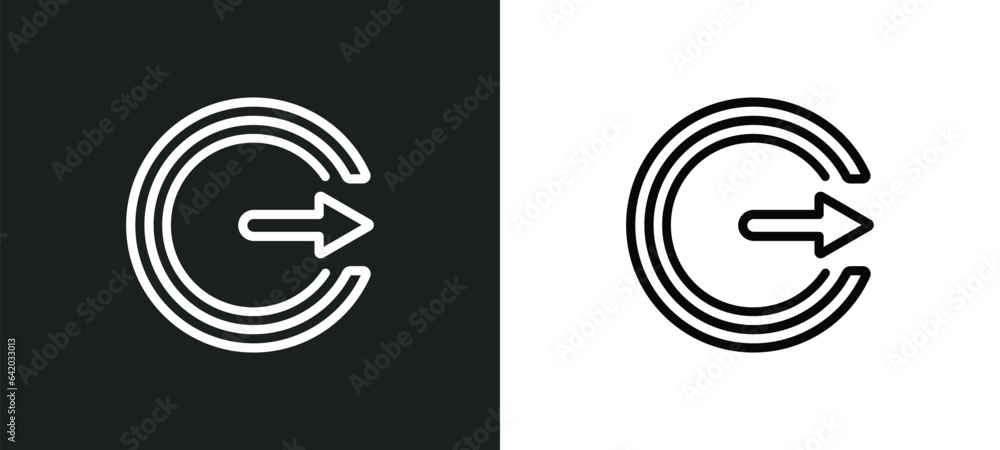 Poster radius icon isolated in white and black colors. radius outline vector icon from geometry collection 