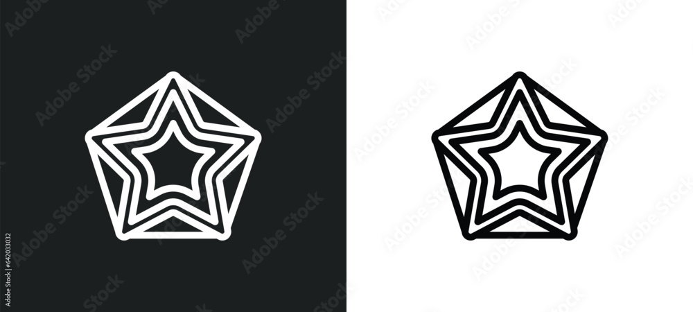 Aufkleber star ornament of triangles icon isolated in white and black colors. star ornament of triangles outli