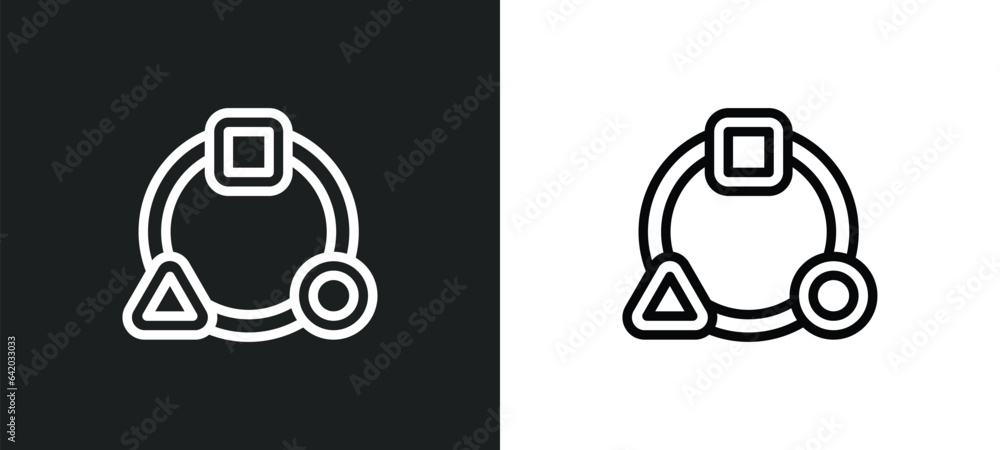 Aufkleber synergy icon isolated in white and black colors. synergy outline vector icon from geometry collectio