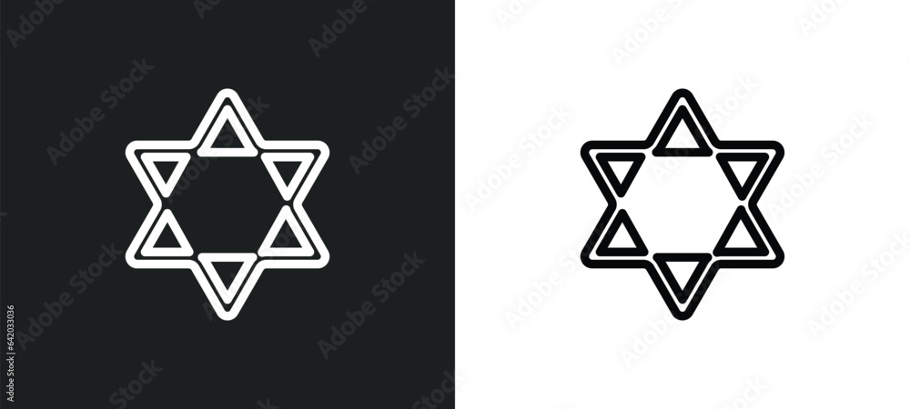 Poster star ornament of small triangles icon isolated in white and black colors. star ornament of small tri
