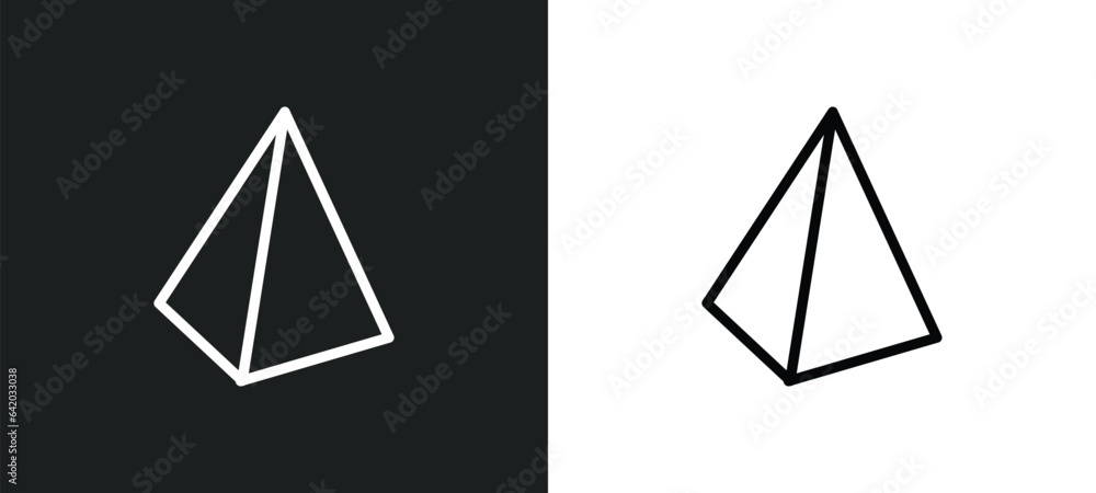 Poster tetrahedron icon isolated in white and black colors. tetrahedron outline vector icon from geometry c
