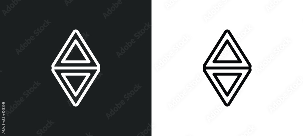 Poster triangles couple icon isolated in white and black colors. triangles couple outline vector icon from 