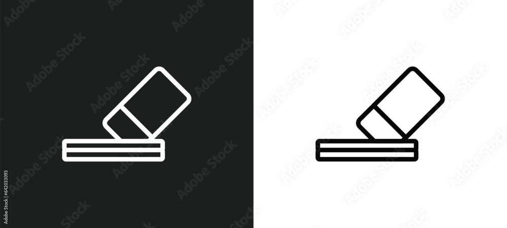 Poster erase icon isolated in white and black colors. erase outline vector icon from geometry collection fo