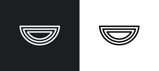 semicircle icon isolated in white and black colors. semicircle outline vector icon from geometry collection for web, mobile apps and ui. - obrazy, fototapety, plakaty