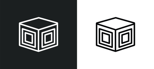 side to side of a cube icon isolated in white and black colors. side to of a cube outline vector icon from geometry collection for web, mobile apps and ui.